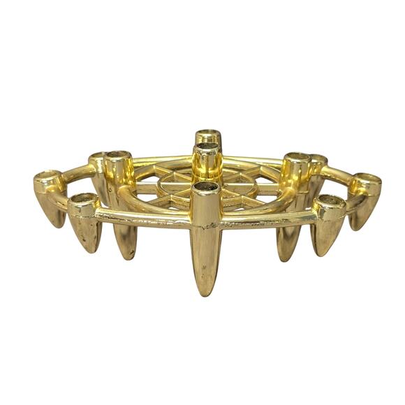 Mid Century Atomic Bullet Style Gold Metal Taper Candle / Pen Holder Faux Brass - Picture 12 of 12